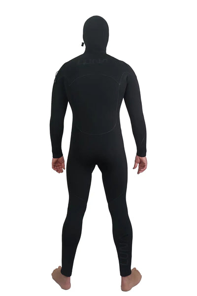 mens black hooded wetsuit back 