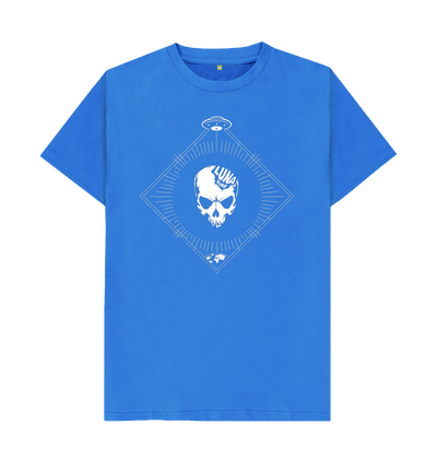 Bright Blue Mens Beamed Alien Tee Chest Logo