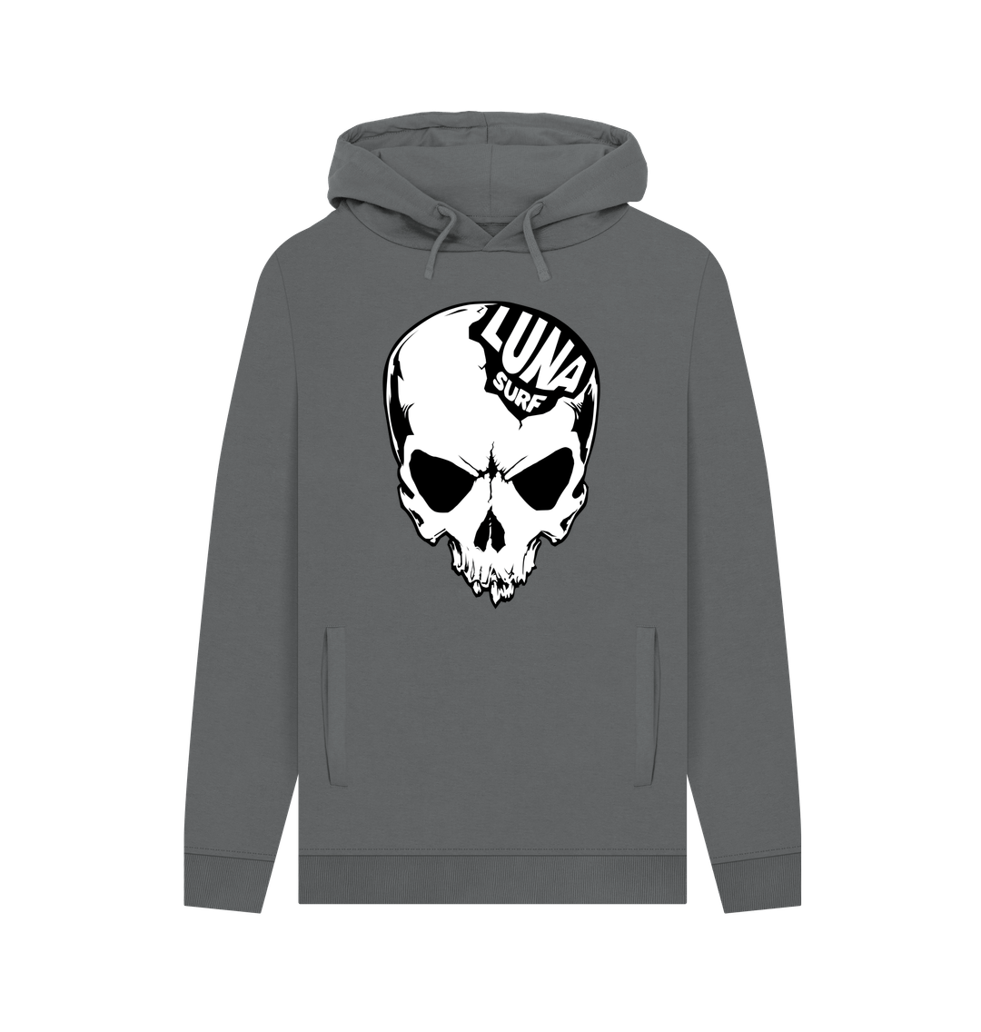 Slate Grey Mens Alien Human Hybrid Skull Hoodie