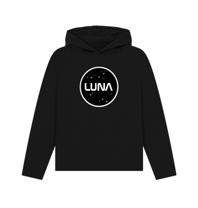 Black Womens Relaxed Fit 'LUNA CONSTELLATION' REMILL Recycled Hoodie