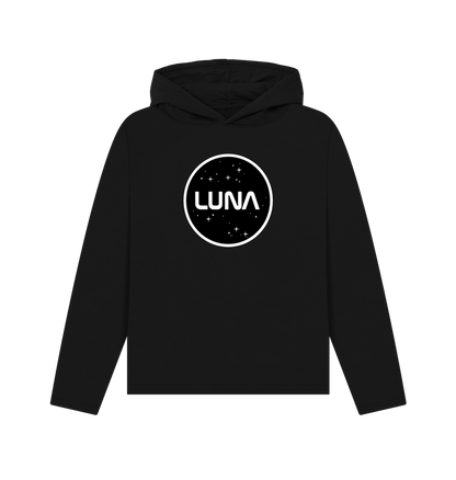 Black Womens Relaxed Fit 'LUNA CONSTELLATION' REMILL Recycled Hoodie