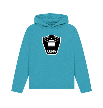 Ocean Blue Womens Relaxed Fit 'UFO BEAMED' REMILL Recycled Hoodie