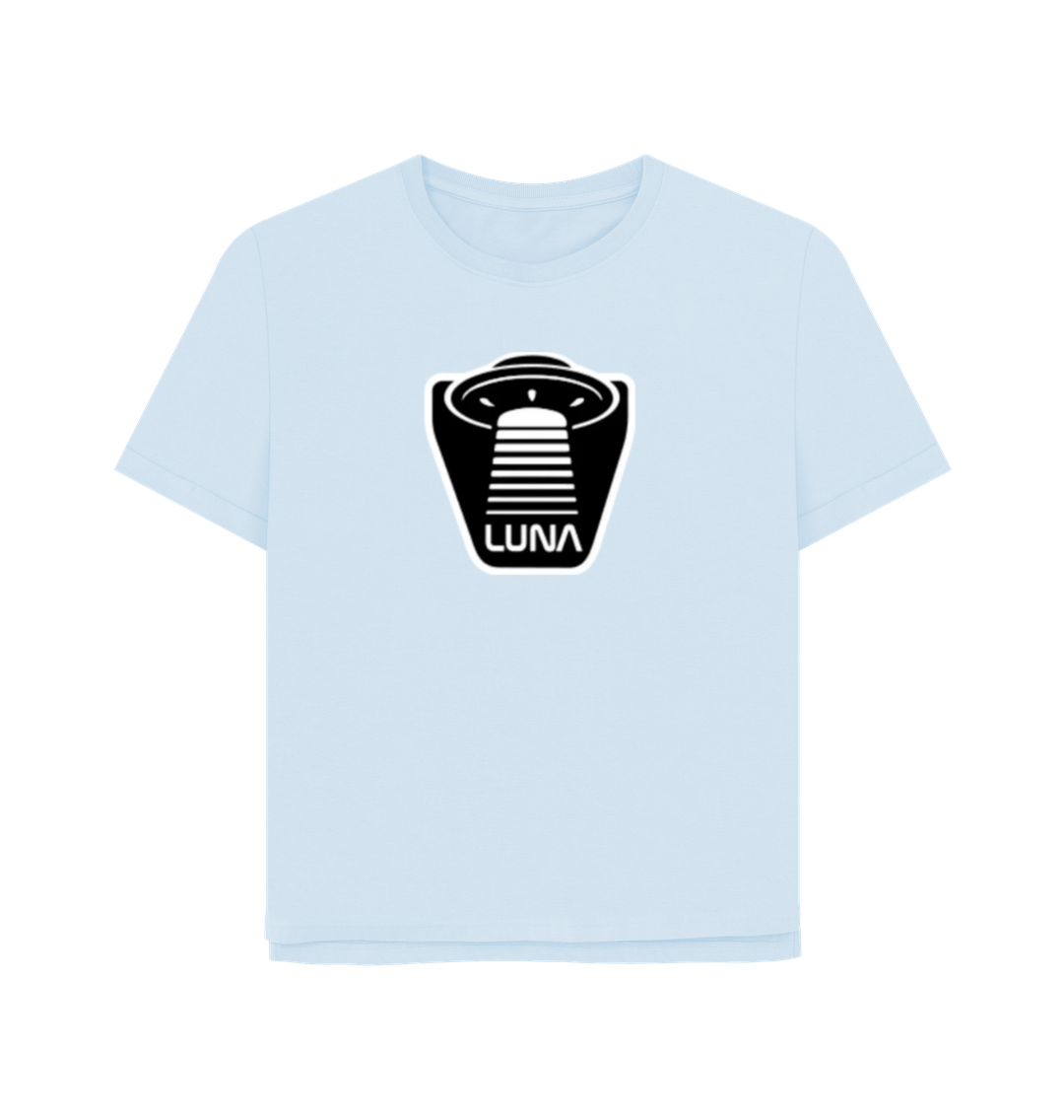 Sky Blue Womens Relaxed Fit Tee 'UFO Beam'