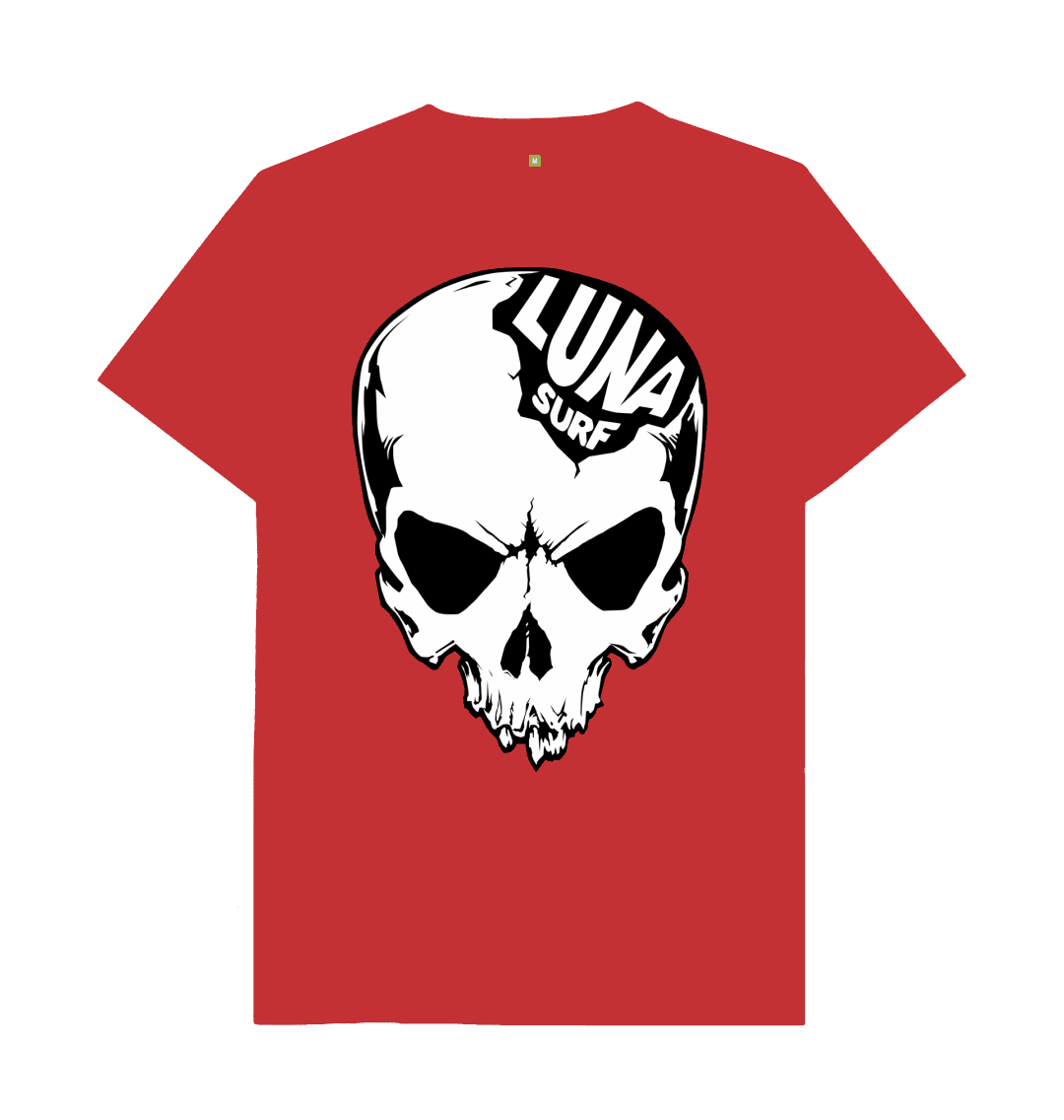 Red Mens Luna Alien Skull Large Logo