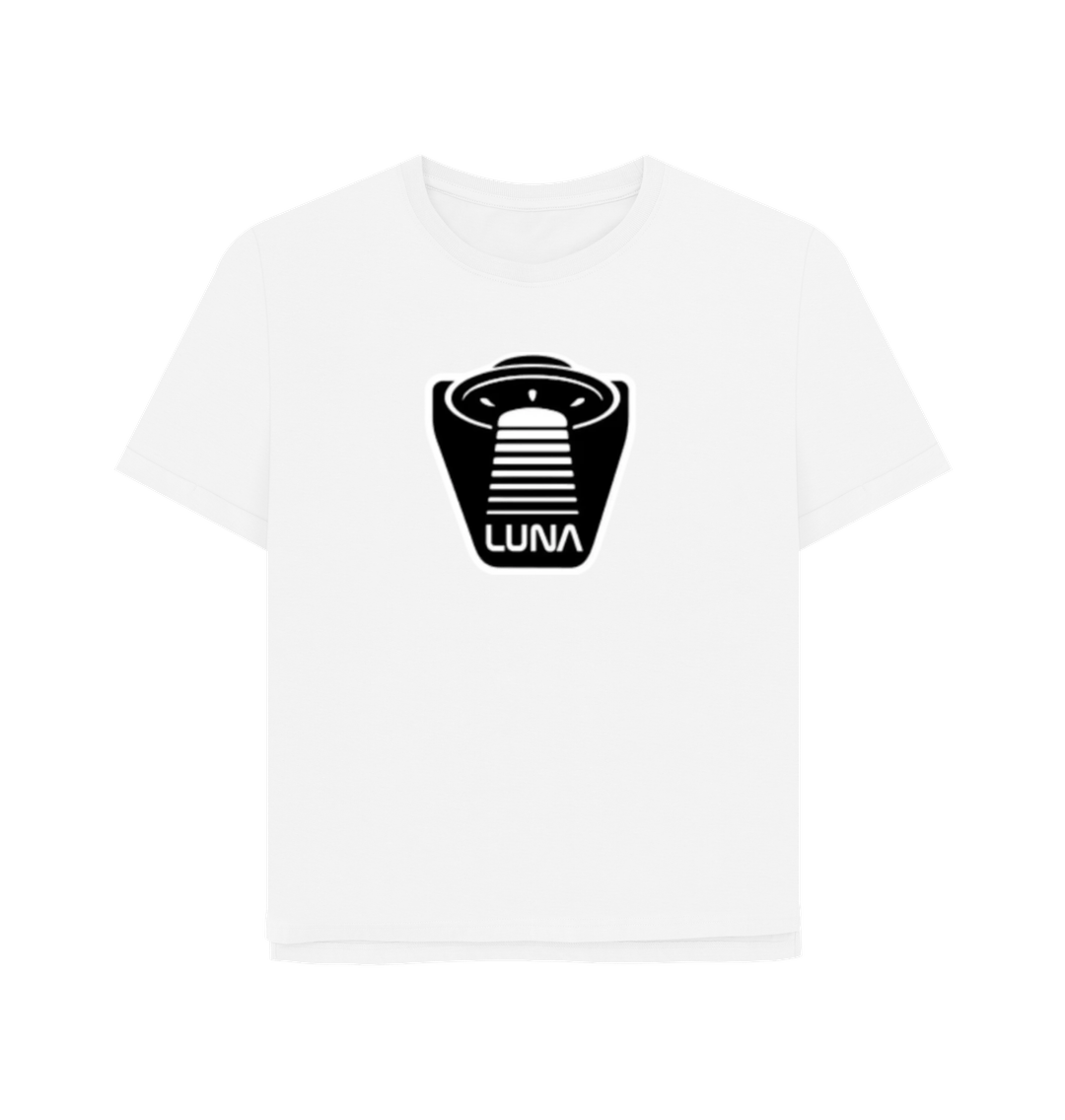 White Womens Relaxed Fit Tee 'UFO Beam'