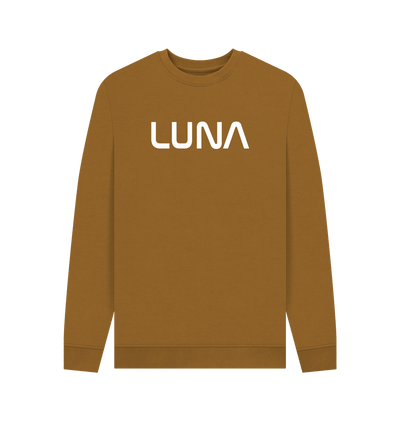 Brown Mens LUNA Sweater White Text