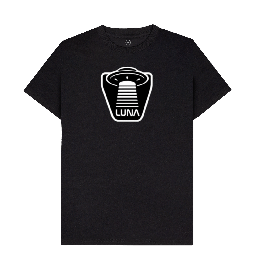 Black Mens 'UFO BEAMED' Tee REMILL Recycled Eco Friendly Clothing Luna Surf