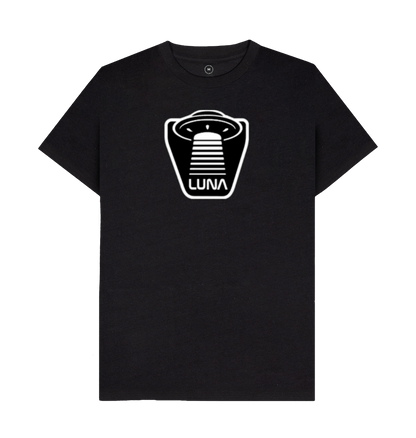 Black Mens 'UFO BEAMED' Tee REMILL Recycled Eco Friendly Clothing Luna Surf