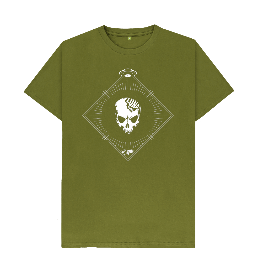 Moss Green Mens Beamed Alien Tee Chest Logo