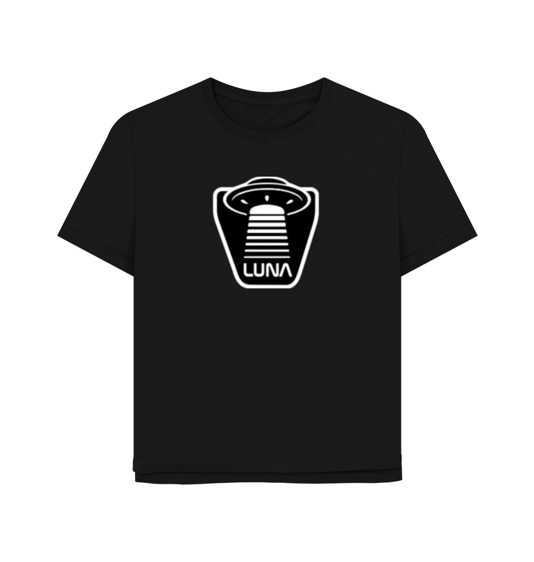 Black Womens Relaxed Fit Tee 'UFO Beam'