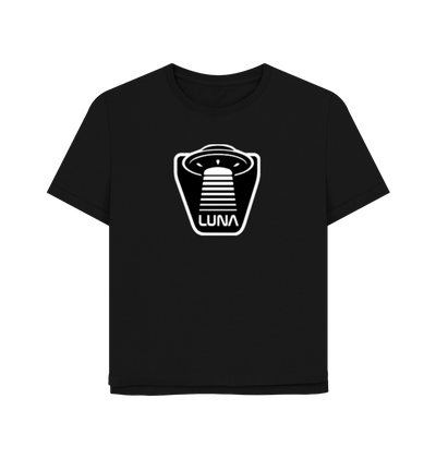 Black Womens Relaxed Fit Tee 'UFO Beam'