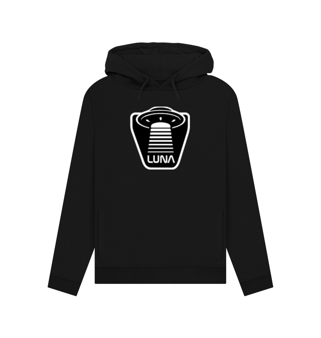 Black Womens Pullover Hoodie 'UFO Beam'