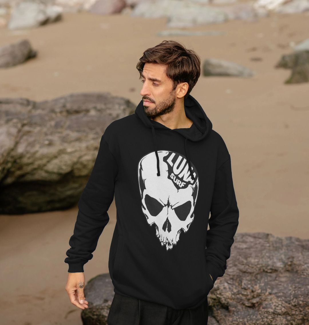 Mens Alien Human Hybrid Skull Hoodie