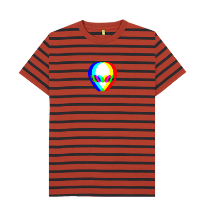 Rust & Navy Stripe Printed Premium T-Shirt