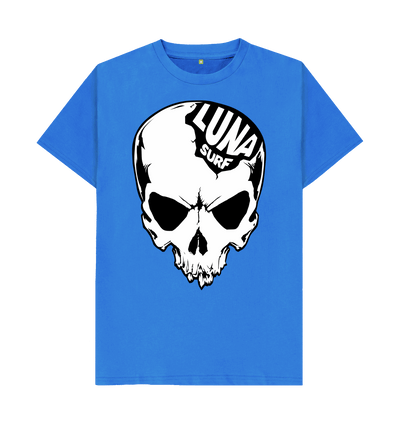 Bright Blue Mens Luna Alien Skull Large Logo