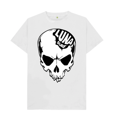 White Mens Luna Alien Skull Large Logo