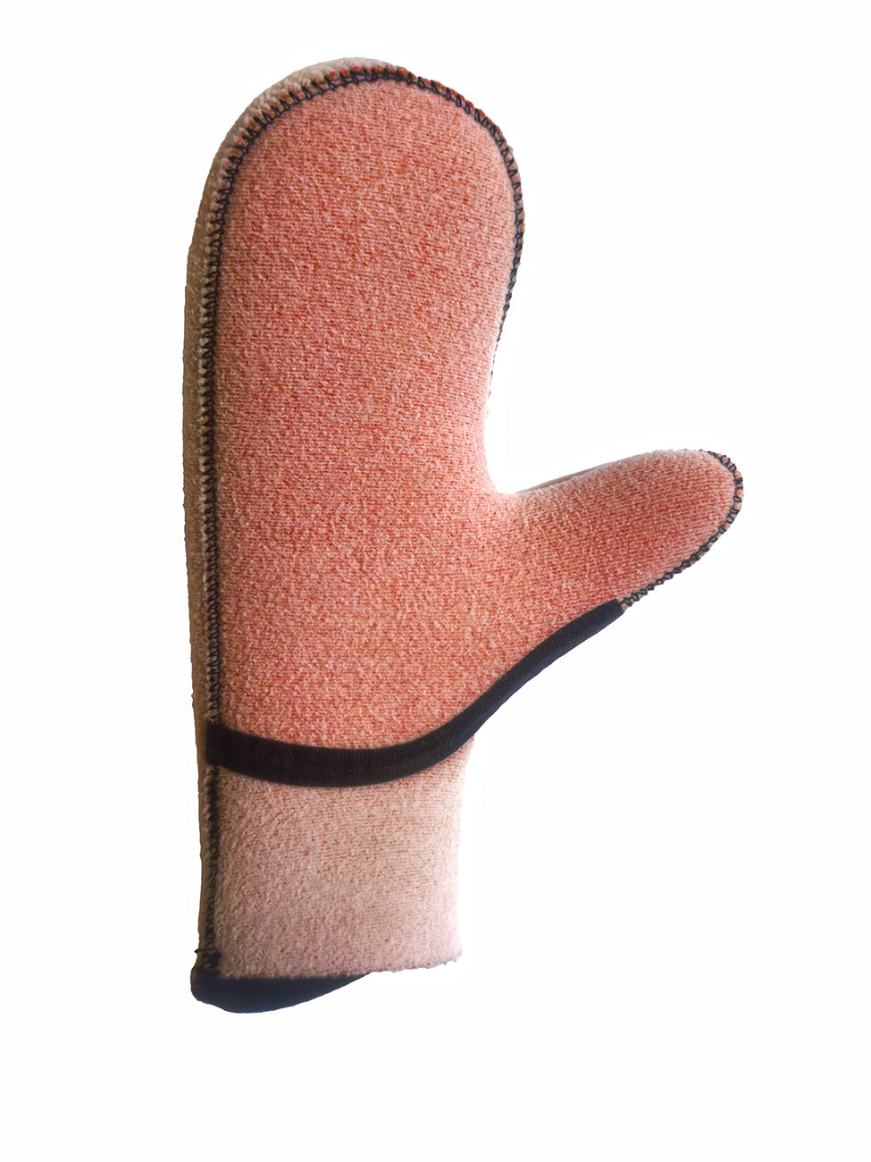 "Palm side of Lunasurf 7mm ArmorFlex Surf Mitts featuring reinforced ArmorFlex grip and eco thermal Yamamoto neoprene for extreme cold water performance"